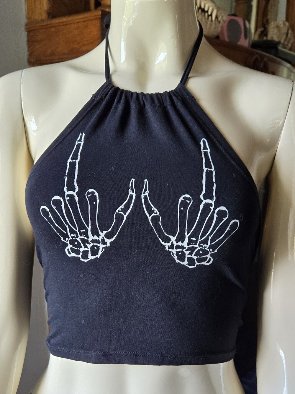 XS Black Halter Crop Top